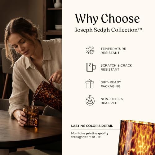 Joseph Sedgh Collection Tortoise Shell DOF Lowball Glass Set of 4