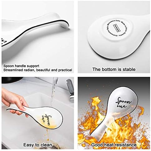 NJCharms Ceramic Spoon Rest for Stove Top, Porcelain Spoon Holder