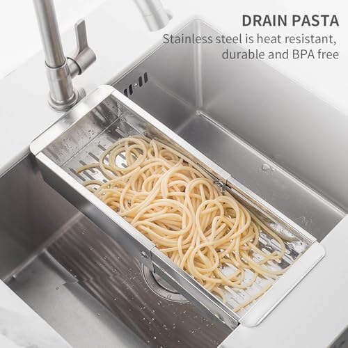 Stainless Steel Sink Strainer - Over the Sink Colander Stainless Steel