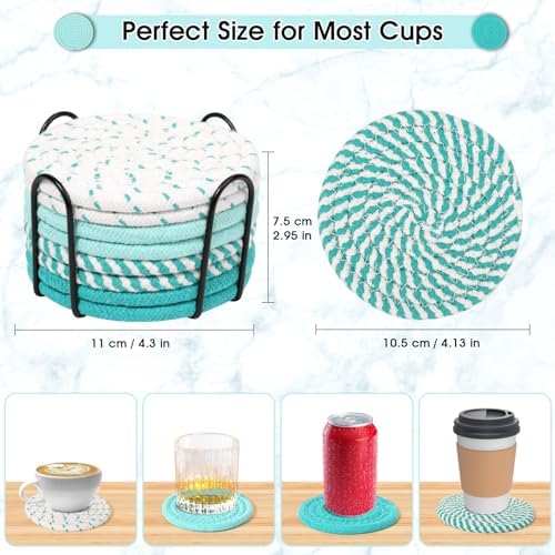 Mckanti 8 Pcs Coasters for Drink with Holder, 4 Colors Absorbent
