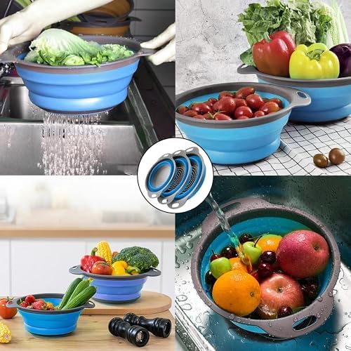 Collapsible Colander Set of 3 - Space Saving Colander for Kitchen