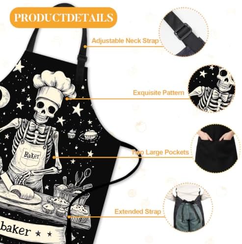 Adjustable Bib Apron with 2 Pockets for Cooking and Baking