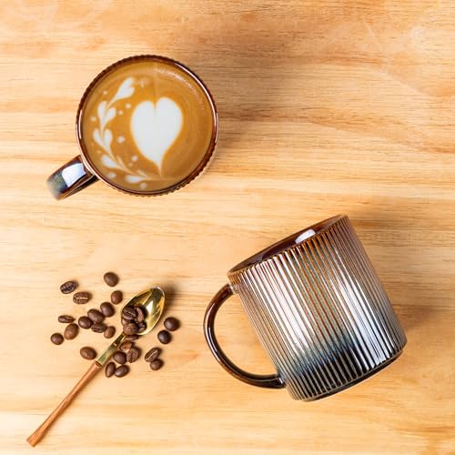 theterra Ceramic Coffee Mugs Set of 6, 14.2 oz Coffee Cups with Handle