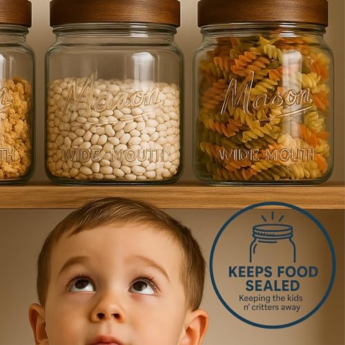 Kitchentoolz Half Gallon Glass Mason Jars with Airtight Push to Close