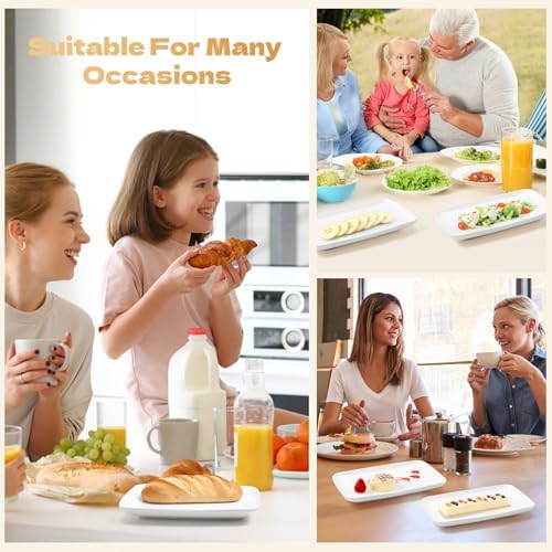 Set of 8 Rectangular Salad Plates, 8 Inch, White