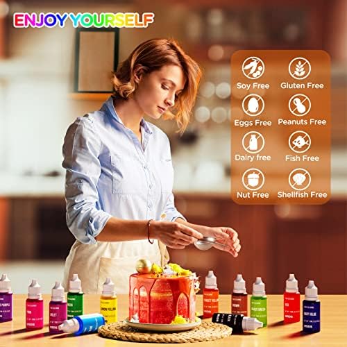Food Coloring Liquid Set - 12 Vibrant Color Food Grade, Food Coloring