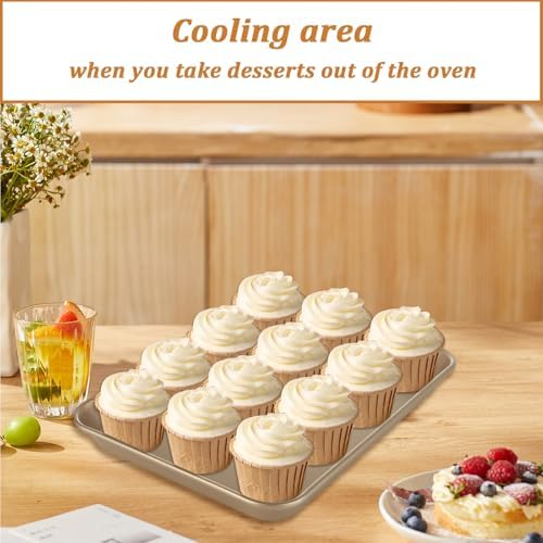 Acrux7 4 Pack 9x13 Baking Pan, Nonstick 1/4 Sheet Pans Carbon Steel