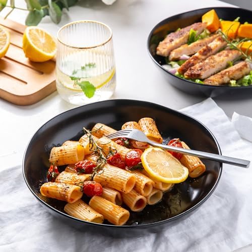 AmorArc 9.75'' Ceramic Large Pasta Bowls, 38oz Stoneware Flat Serving
