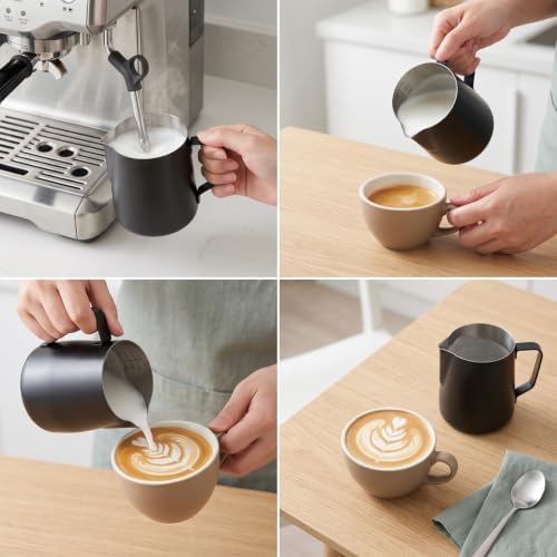 2 Pack 12oz & 20oz Milk Frothing Pitcher Stainless Steel Black for