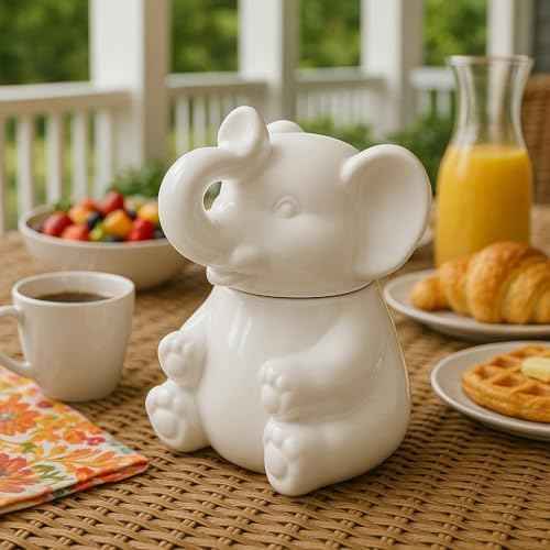 HIC Kitchen Elephant Sugar Bowl And Creamer With Handle, Fine