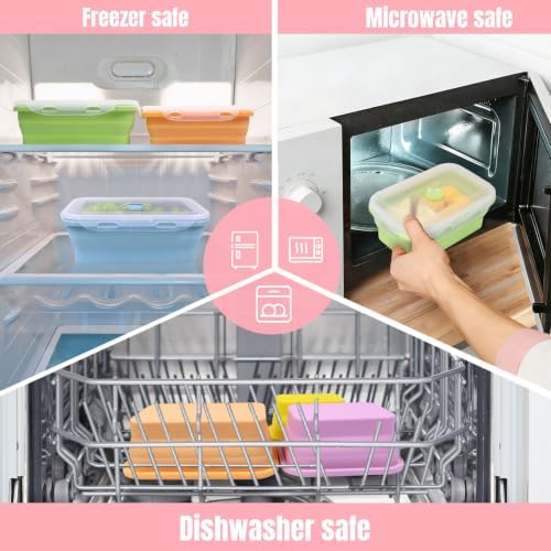 Set of 5 Collapsible Silicone Food Storage Containers With