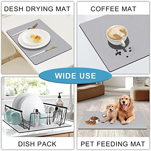 Golener Coffee Bar Mat, 23 x 15 Inch, Marble Gray
