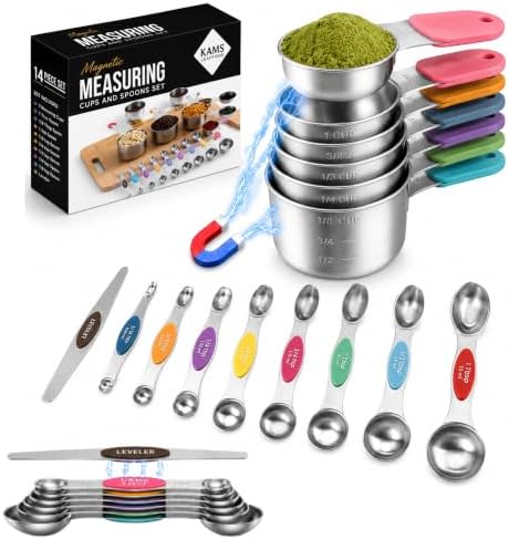 16PCS Magnetic Measuring Cups and Spoons Set with Leveler – Strong N52