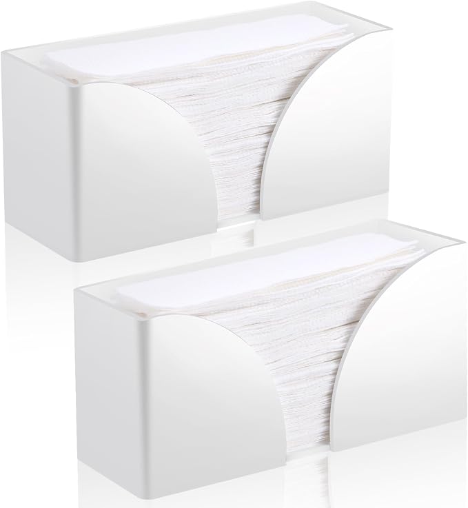 2PCS White Paper Towel Dispenser Countertop, AcrylicPaper Towel Holder by AFOROEOA