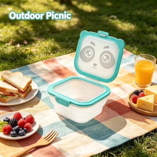 Silicone Food Storage Containers,Camping Bowl with Lids
