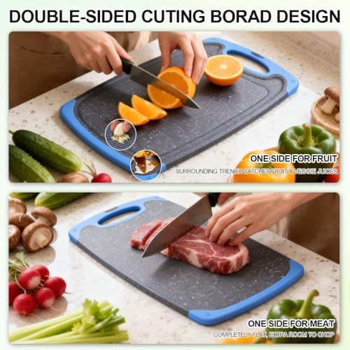 Viretang Non Slip Cutting Board Set For Kitchen, 3 Pieces, Dishwasher