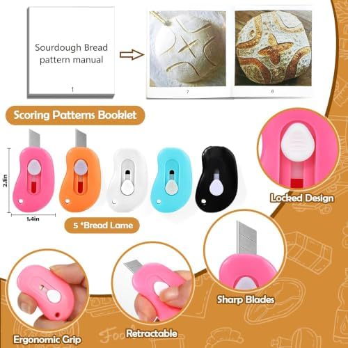 2026 New 5 Pack Bread Lame Dough Scoring Tool with Magnetic Design