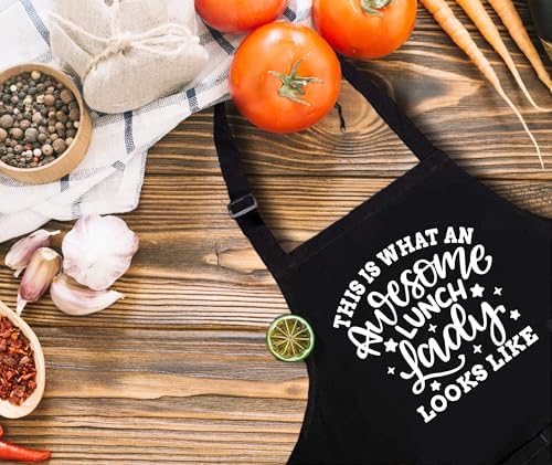 Lunch Lady Aprons for Women with 2 Pockets - Lunch Lady Gifts, Lunch