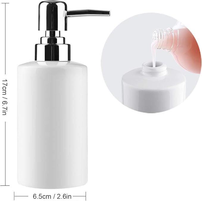 FE Soap Dispenser, 300ml/10oz Ceramic Liquid Soap Pump Dispenser, Refillable - Image 3