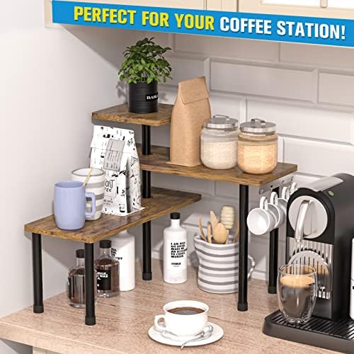 JayRex 3-Tier Kitchen Countertop Corner Shelf, Rustic Brown