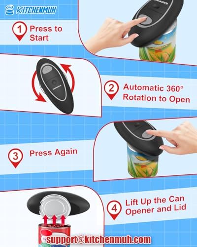 KITCHENMUH One Touch Electric Can Opener Fits All Can Sizes for