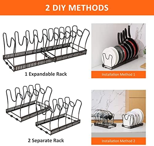 ROOHUA Pot and Pan Lid Organizer Rack for Under Cabinet, 12"-23"