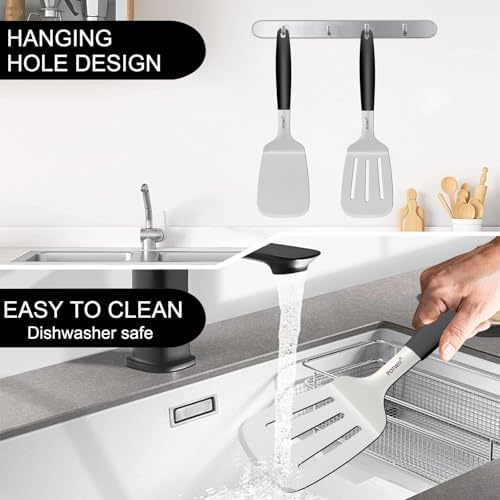Stainless Steel Wide Spatula Set, Heavy Duty Large Metal Spatulas for