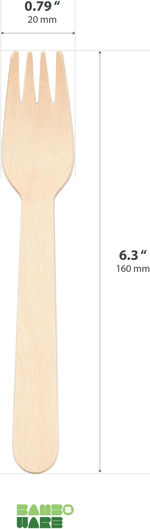 Wooden Forks 1000 Pieces Bulk Pack | Heavy-Duty Natural Birch Wood Disposable - Image 2
