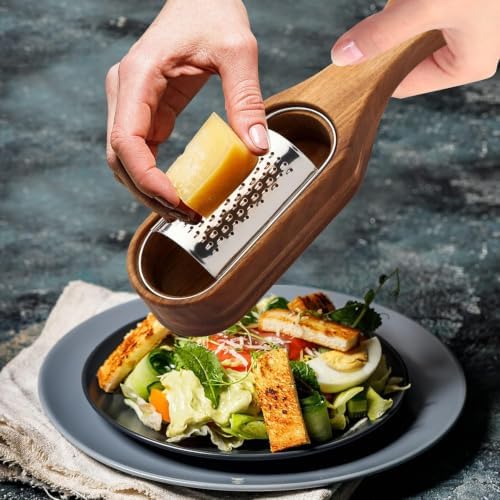 Cheese Grater With Container - Stainless Steel Cheese Grater With Wood