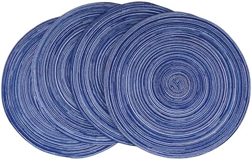 WAZAIGUR 14inch Round Placemats Set of 4 Table Mats, Blue