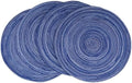 WAZAIGUR 14inch Round Placemats Set of 4 Table Mats, Blue