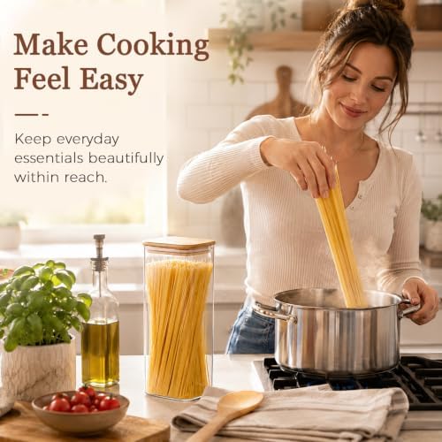 ComSaf 2.2 Qt Glass Pasta Containers, Set of 3