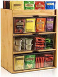 TIMIEEYA Tea Bag Organizer - Bamboo Tea Storage With Drawer 3 Layer