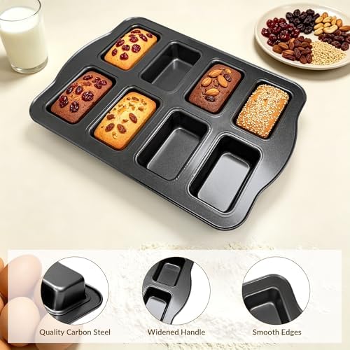 Mini Loaf Baking Pan, 8-Cavity Non-Stick Bread Pans Set, Gray