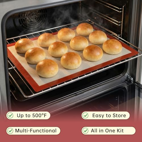 Non-stick Silicone Baking Mat Set of 7, Red