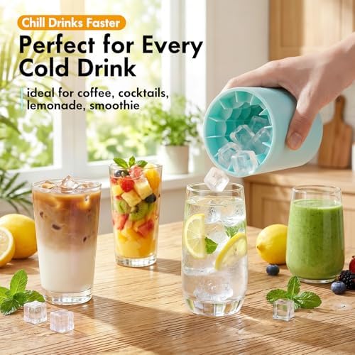 Set of 2 Mini Ice Cylinder, Silicone Nugget Ice Maker Squeeze &