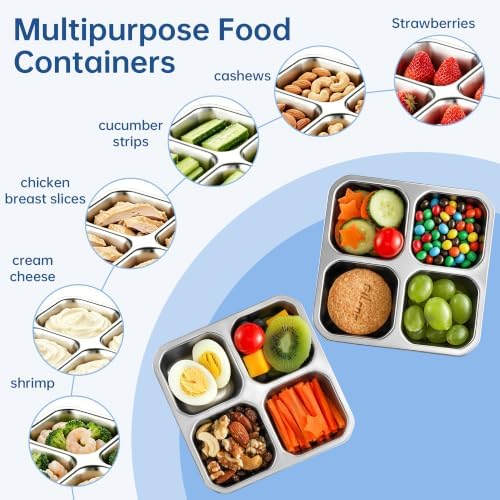BEFOY 4 Pack Stainless Steel Snack Containers with Lids
