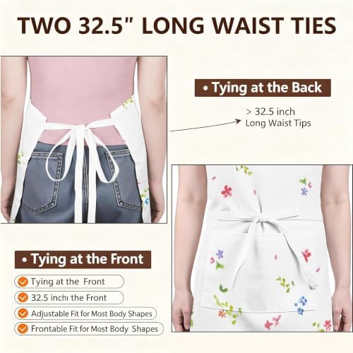 Apron for Women,Waterproof Kitchen Cooking Apron with 2