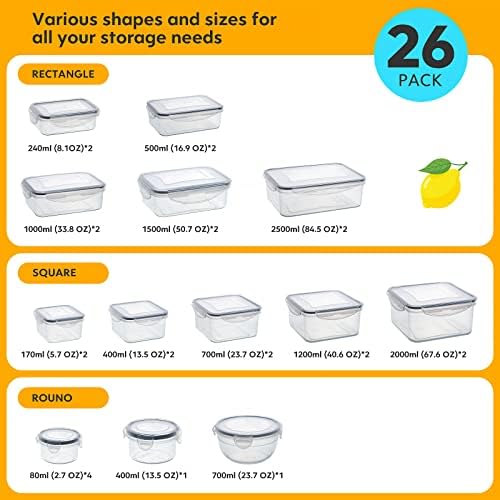 52 PCS Food Storage Containers Set with Airtight Lids