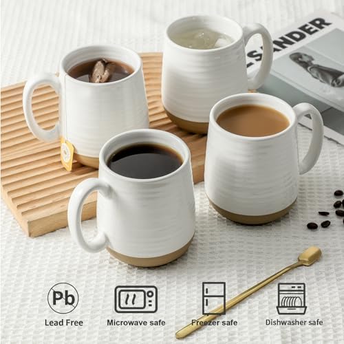 HASENSE Coffee Mugs Set of 4, 15oz Ceramic Coffee Cups with Handle