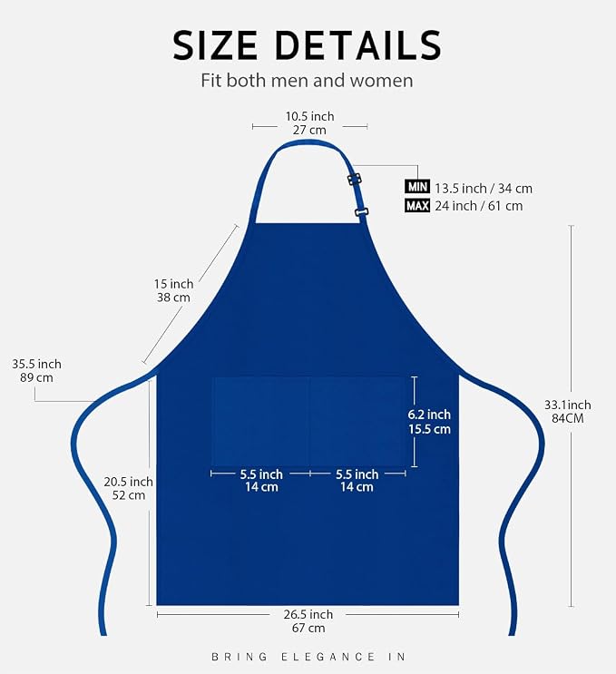 Syntus Apron for Men Women, Adjustable Cooking Kitchen Chef Aprons - Image 2