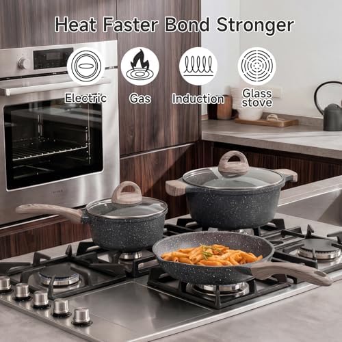 JEETEE Pots and Pans Set Non Stick 23pcs, Healthy Kitchen Cookware