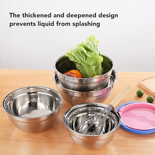 Mixing Bowls with Lids, 5PCS, Stainless Steel
