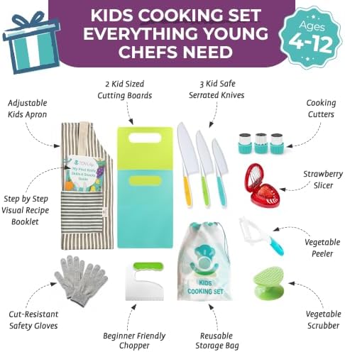 Tovla Jr. Kid Safe Knife Cooking Set | Montessori Kitchen Tools | Ages