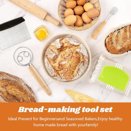 Sourdough Bread Baking Tool Set -Danish Dough Whisk Set of 6 Pieces