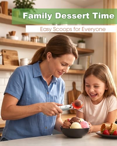 MYMULIKE Heated Ice Cream Scoop, Icecream Scoop Rechargeable with 3