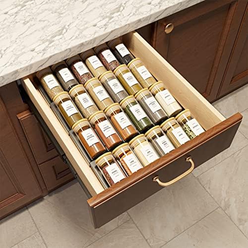 SpaceAid 24 Pcs Spice Jars with Bamboo Lids and Labels, Empty 4oz