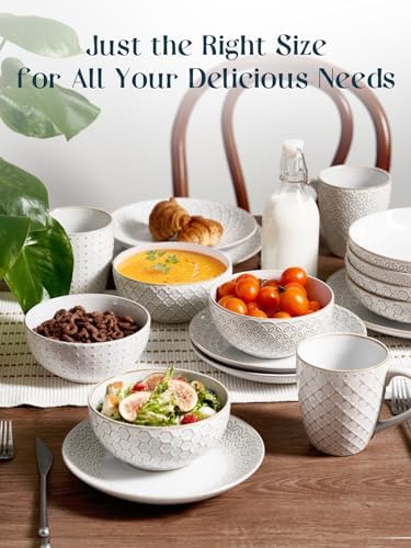 DOWAN Soup Bowls Set of 6, 26 OZ Cereal Bowls for Kitchen, 6" Ceramic