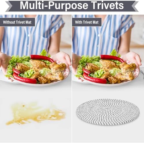 Billbotk 10" Trivets for Hot Dishes, Hot pots and Pans, Set of 6, Heat