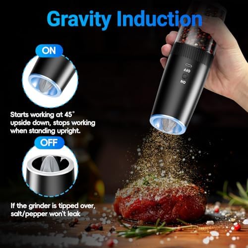 MealHelper Rechargeable Salt and Pepper Grinder Set, 2 Pack